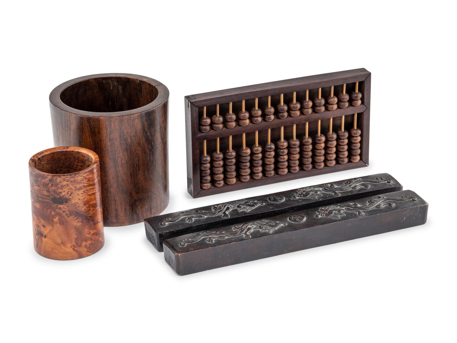 Five Chinese Hardwood Scholar's Objects