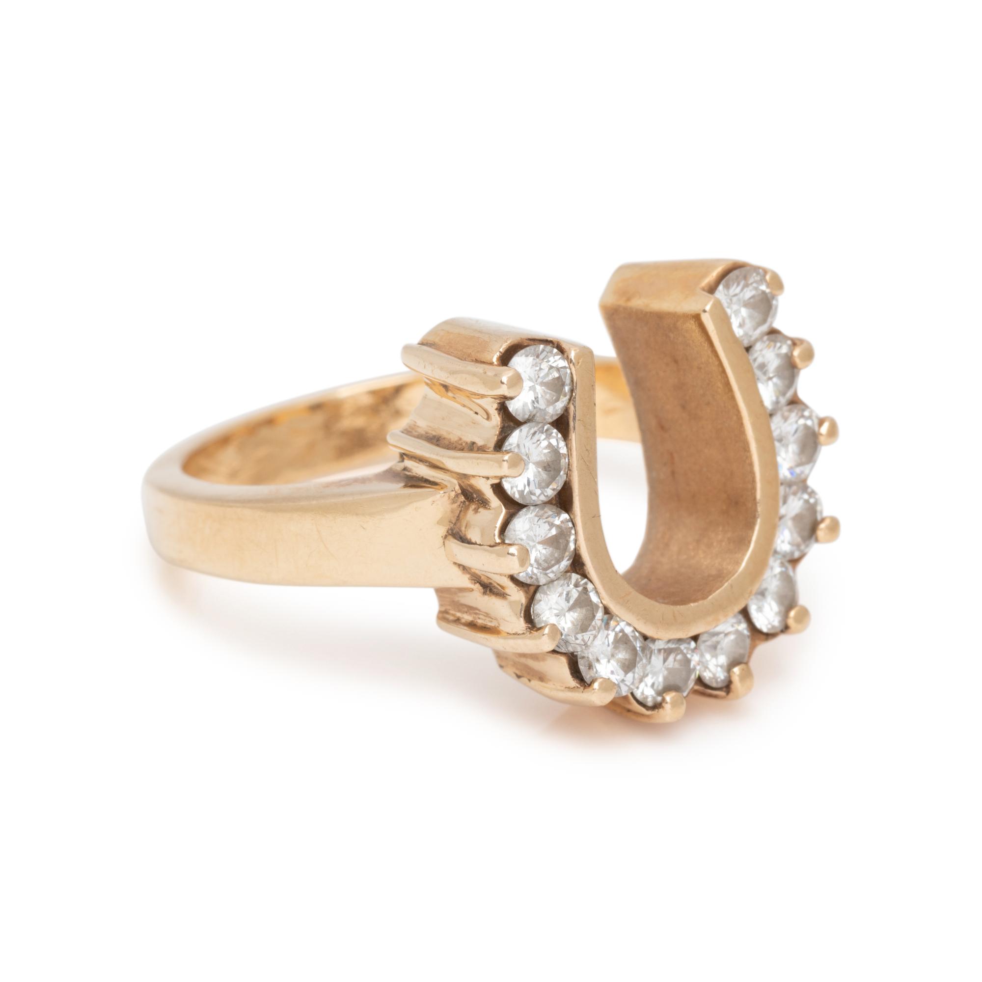 YELLOW GOLD AND DIAMOND HORSESHOE RING