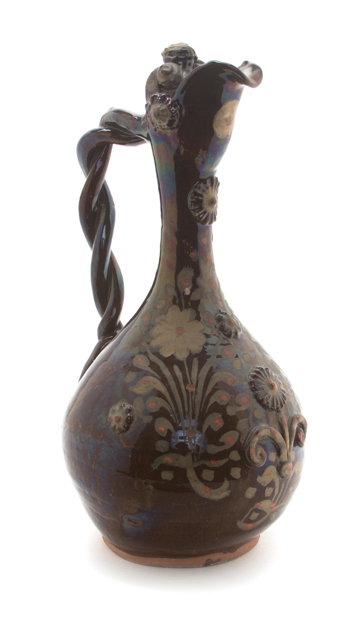A Turkish Chanakkale Ewer, Height 15 1/2 inches.