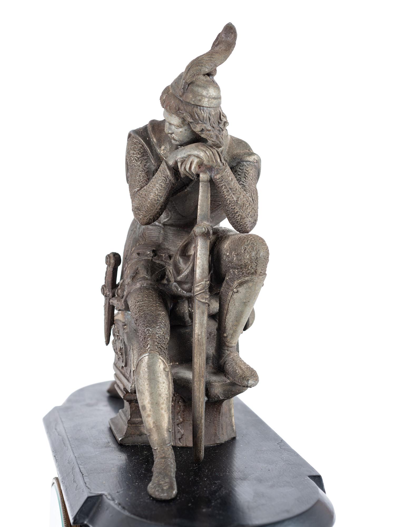 A Kroeber Saxonia Mantel Clock with Gladiator Figure