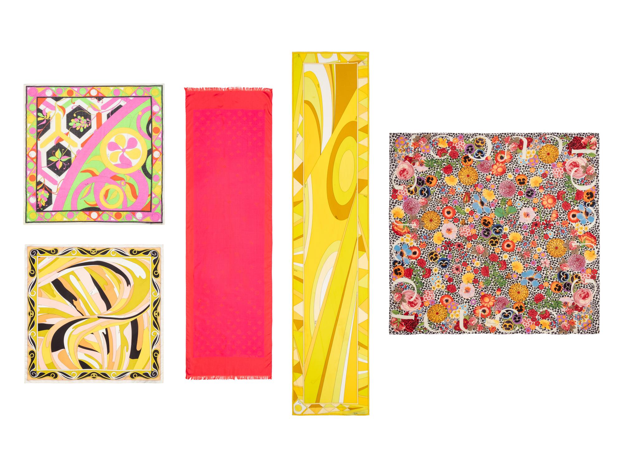 Group of Five Designer Scarves