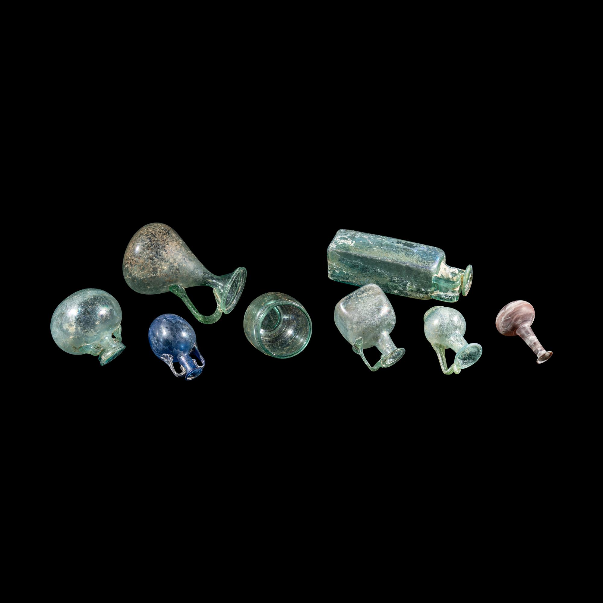 Eight Roman Glass Vessels