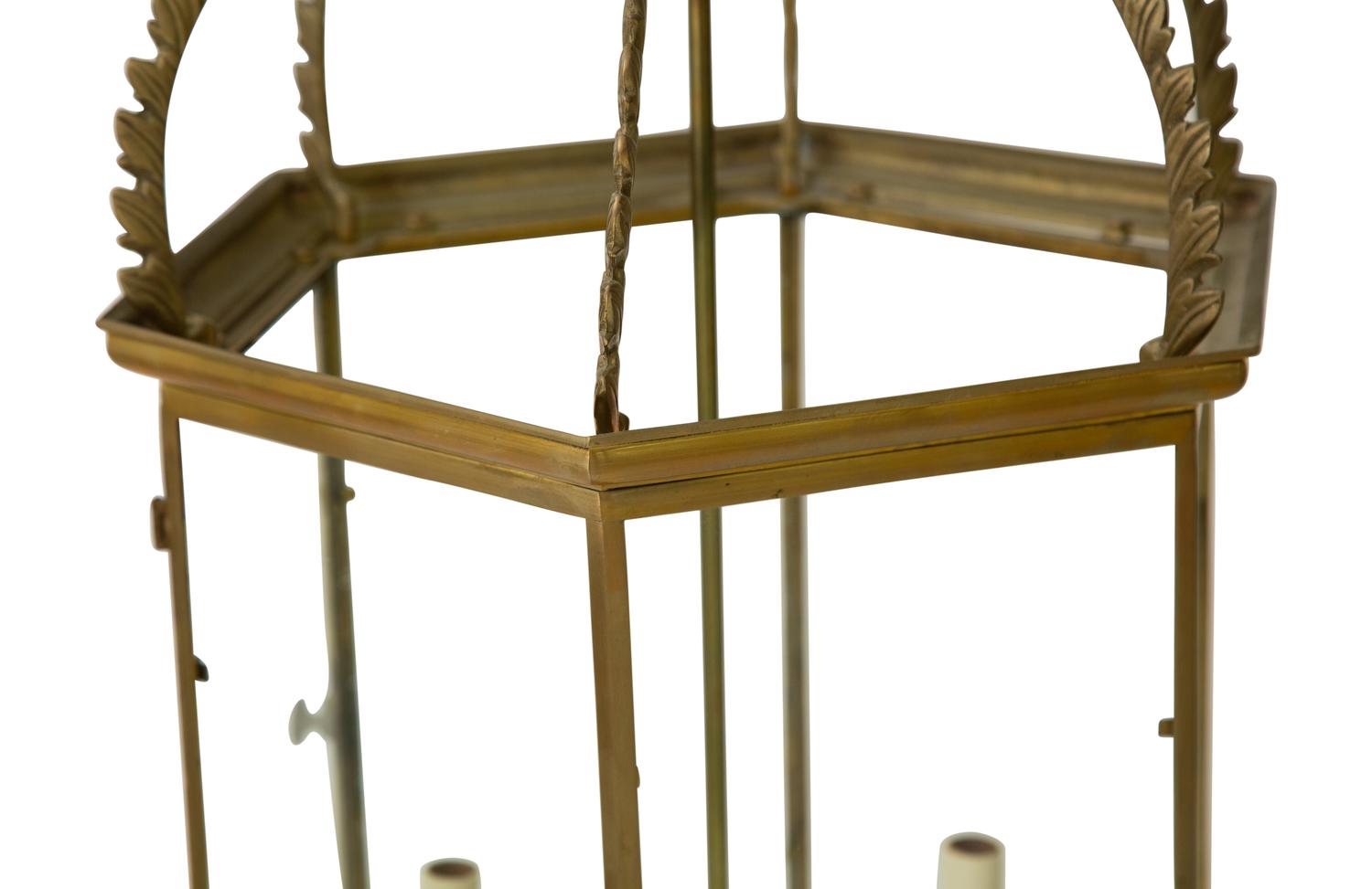 A Regency Style Brass Three Light Lantern