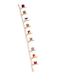 YELLOW GOLD AND ENAMEL FLAG CHARM BRACELET