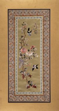 Three Chinese Embroidered Silk Panels