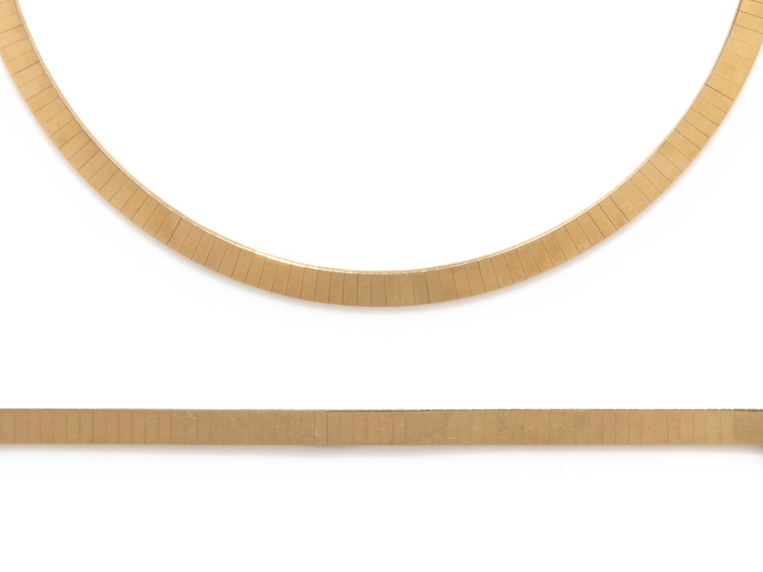 YELLOW GOLD OMEGA LINK NECKLACE AND BRACELET