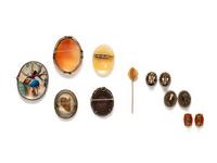 NINE PIECES OF CAMEO AND PORTRAIT JEWELRY