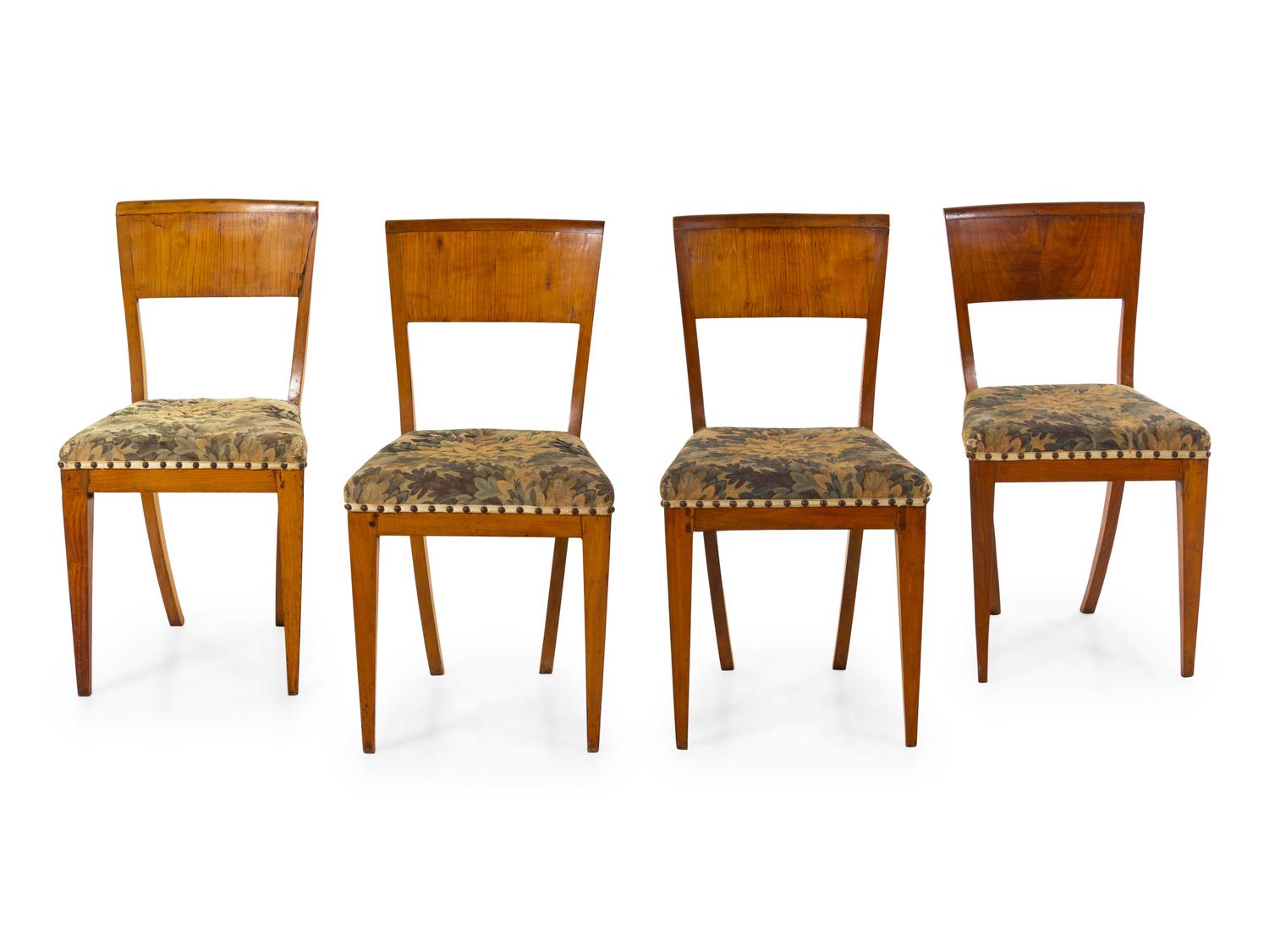 A Set of Four Biedermeier Birch Dining Chairs