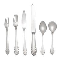 A Georg Jensen Lily of the Valley Silver Flatware Service