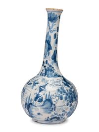 A Dutch Delft Blue and White Glazed Vase