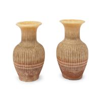 A Pair of Egyptian Banded Alabaster Baluster Vases