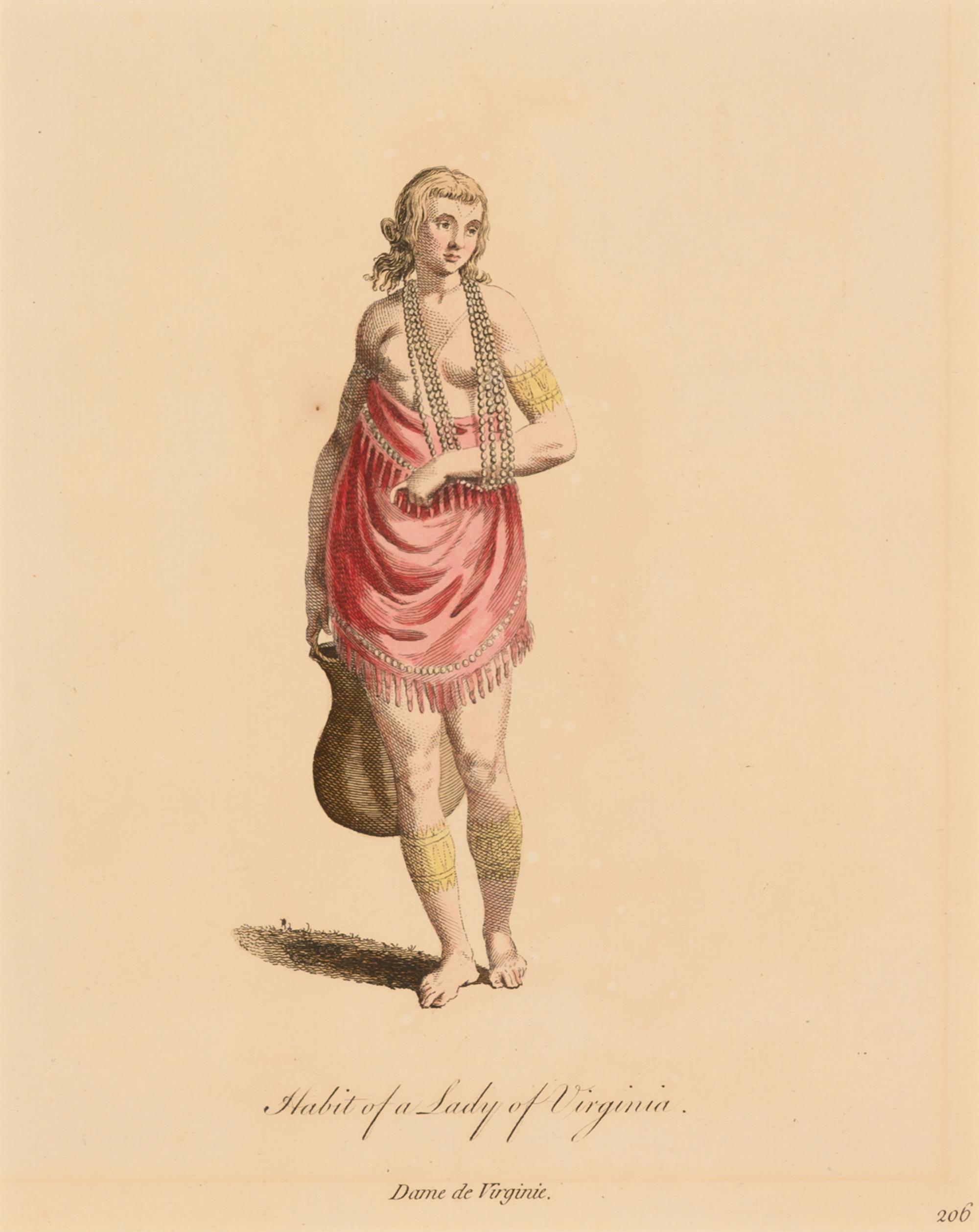 Six Hand-Colored Engravings of Dressing Habits of Native American Tribes After Thomas Jefferys (English, ca. 1719-1771)