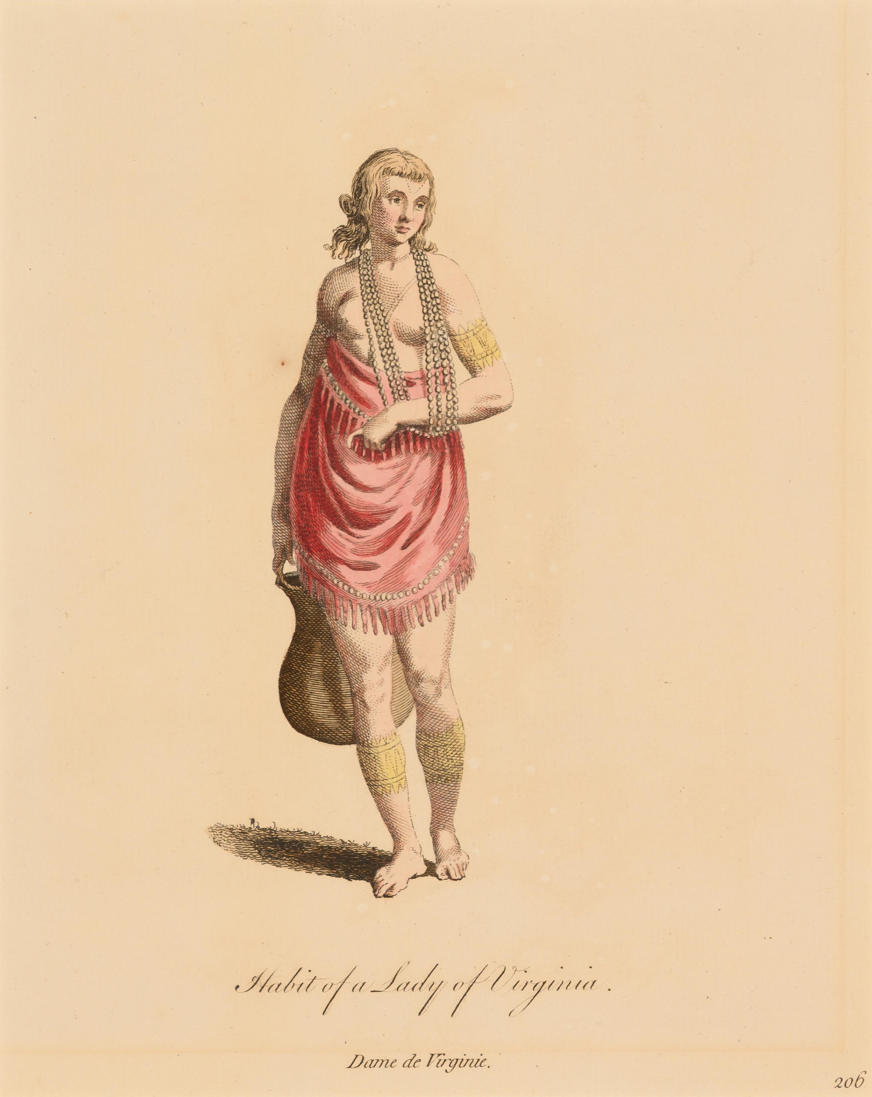 Six Hand-Colored Engravings of Dressing Habits of Native American Tribes After Thomas Jefferys (English, ca. 1719-1771)
