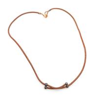 An Hermes Brown Leather Cord Wrap Necklace,