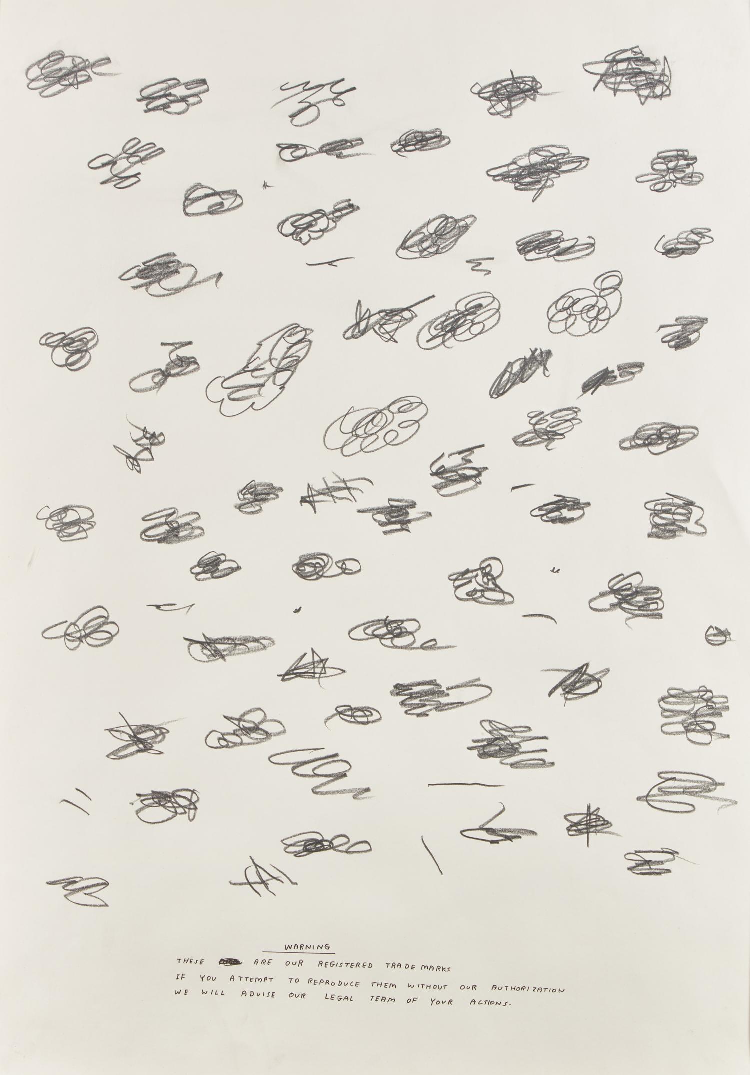 Untitled (Bam!) , 1997, Untitled (Draughtsman takes a shower) , 1997, Untitled (Dear Your Majesty) , 1997-99, Untitled (Trademarks) , 1999, Untitled (Crossword) , 1998 and Untitled , 2003 (a group of 6 works)