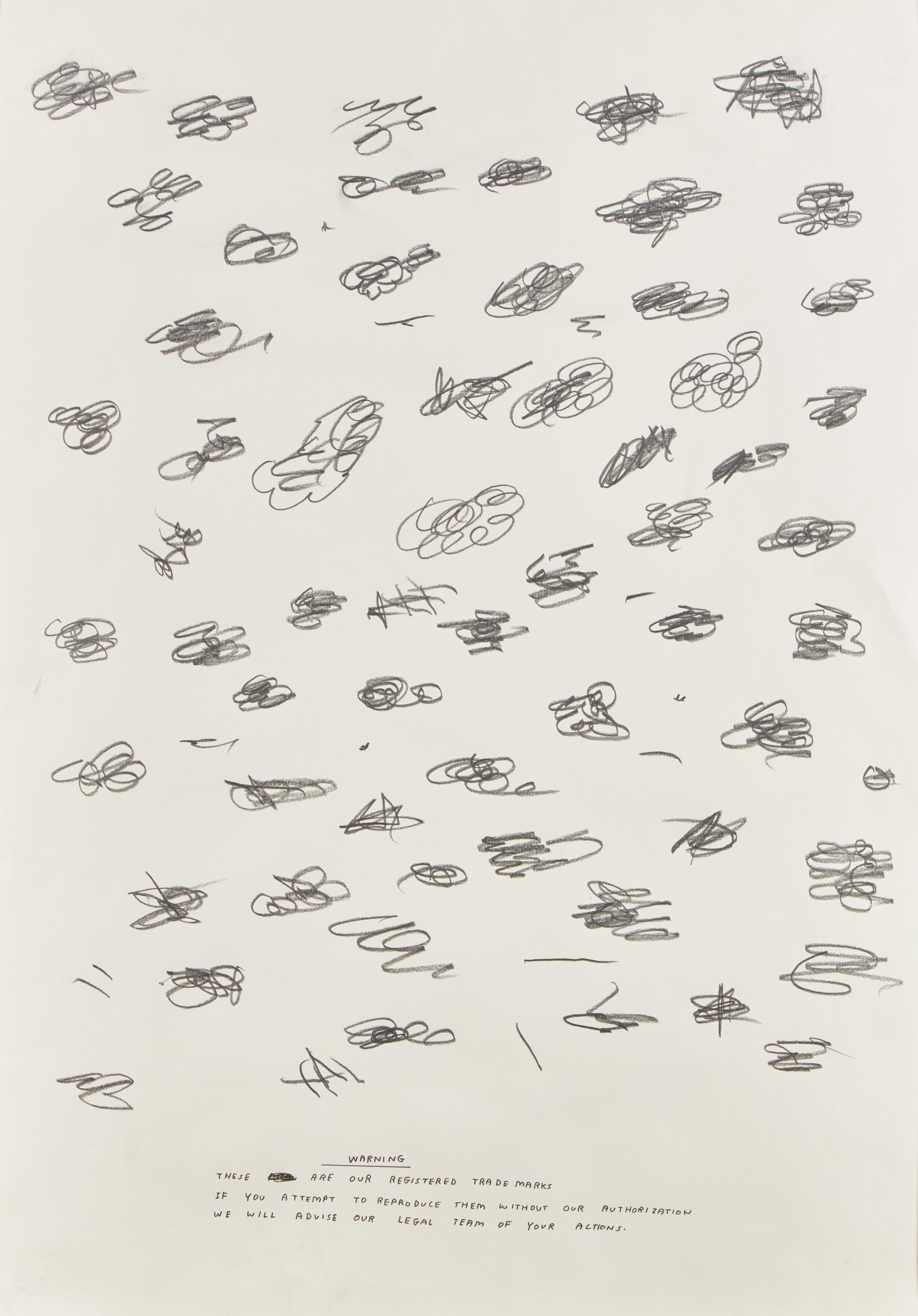 Untitled (Bam!) , 1997, Untitled (Draughtsman takes a shower) , 1997, Untitled (Dear Your Majesty) , 1997-99, Untitled (Trademarks) , 1999, Untitled (Crossword) , 1998 and Untitled , 2003 (a group of 6 works)