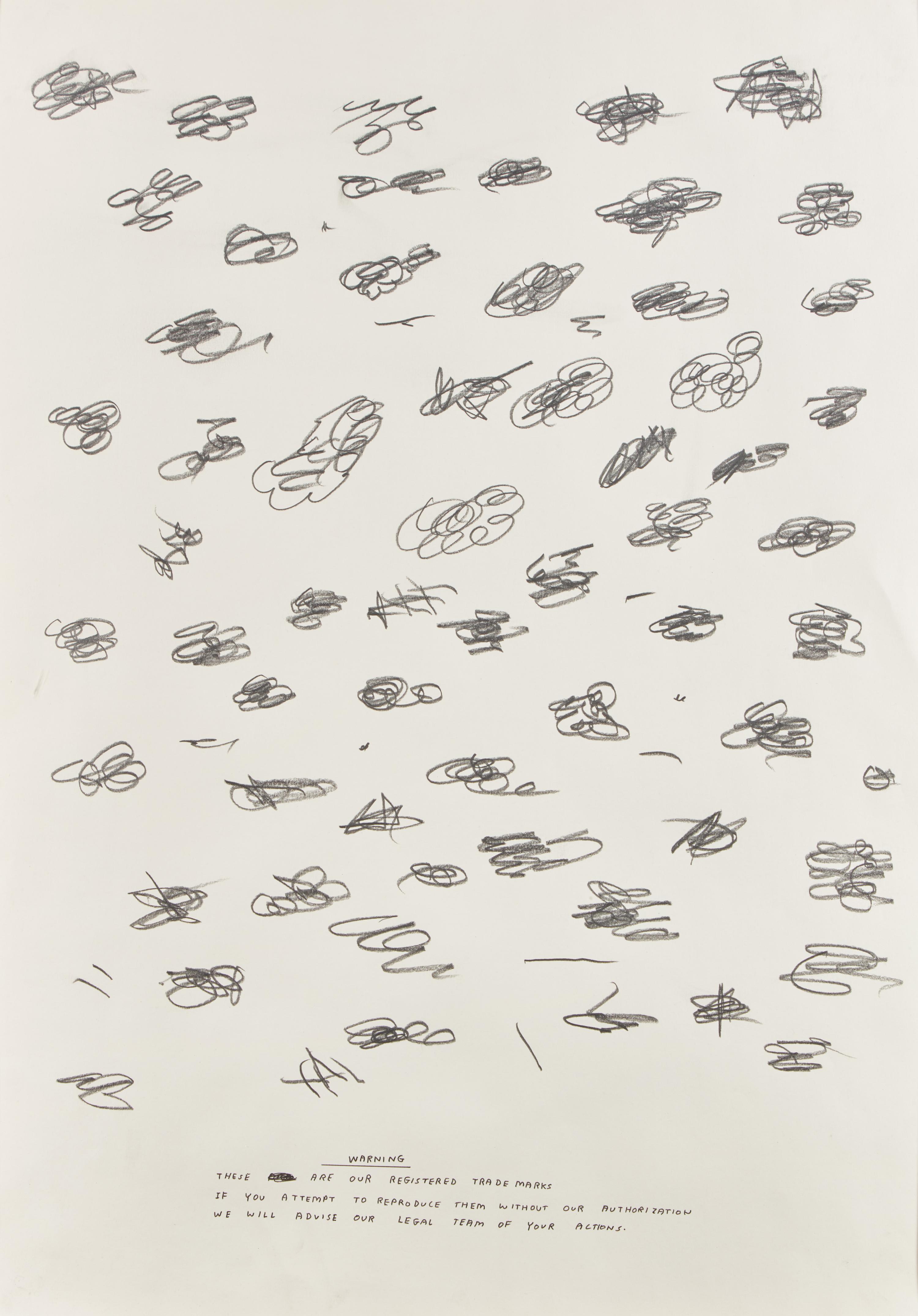 Untitled (Bam!) , 1997, Untitled (Draughtsman takes a shower) , 1997, Untitled (Dear Your Majesty) , 1997-99, Untitled (Trademarks) , 1999, Untitled (Crossword) , 1998 and Untitled , 2003 (a group of 6 works)