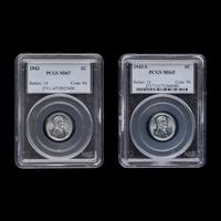 Two Graded 1943 Lincoln: Steel 1c Coins