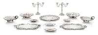 A Group of Thirteen Silver Table Articles, Guglielmo Cini, Florence, Italy, comprising a pair of two-handled trays, a pair of shell-for
