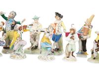 A Large Group of Meissen and Dresden Porcelain Figures