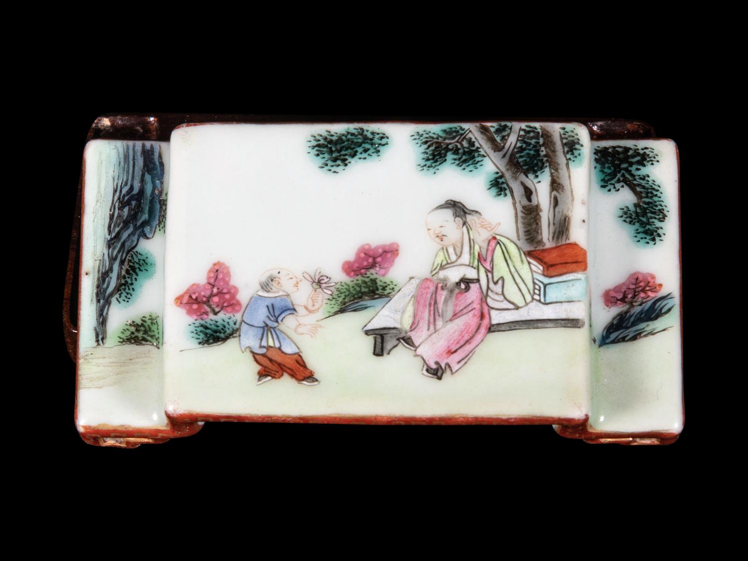 A Famille Rose Porcelain Ink Rest