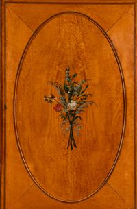 An Edwardian Painted Satinwood Linen Press