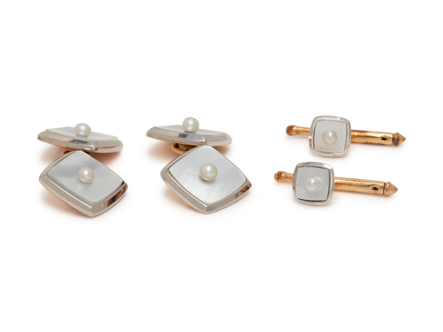 LARTER & SONS, MOTHER-OF-PEARL AND SEED PEARL DRESS SET