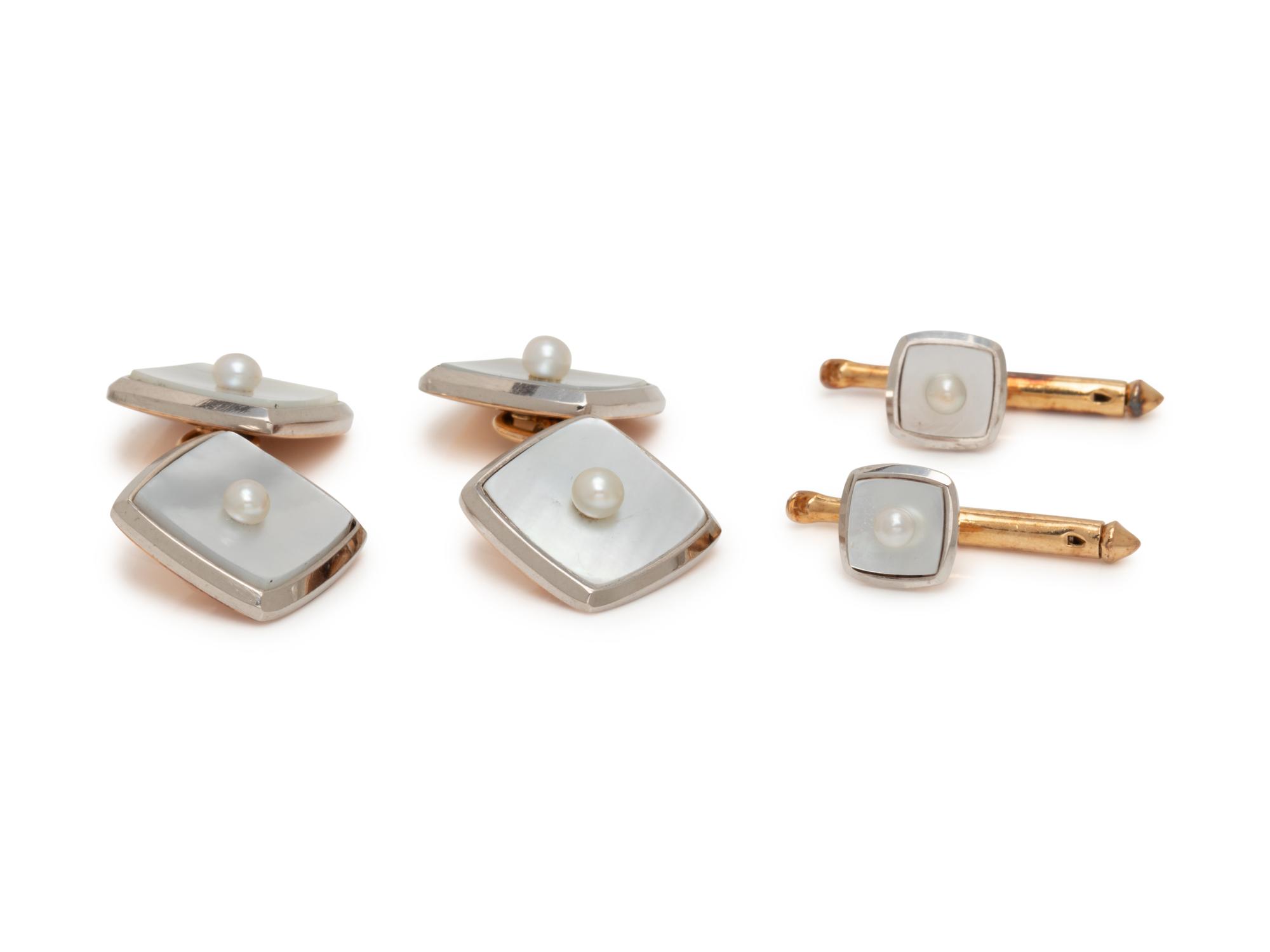 LARTER & SONS, MOTHER-OF-PEARL AND SEED PEARL DRESS SET