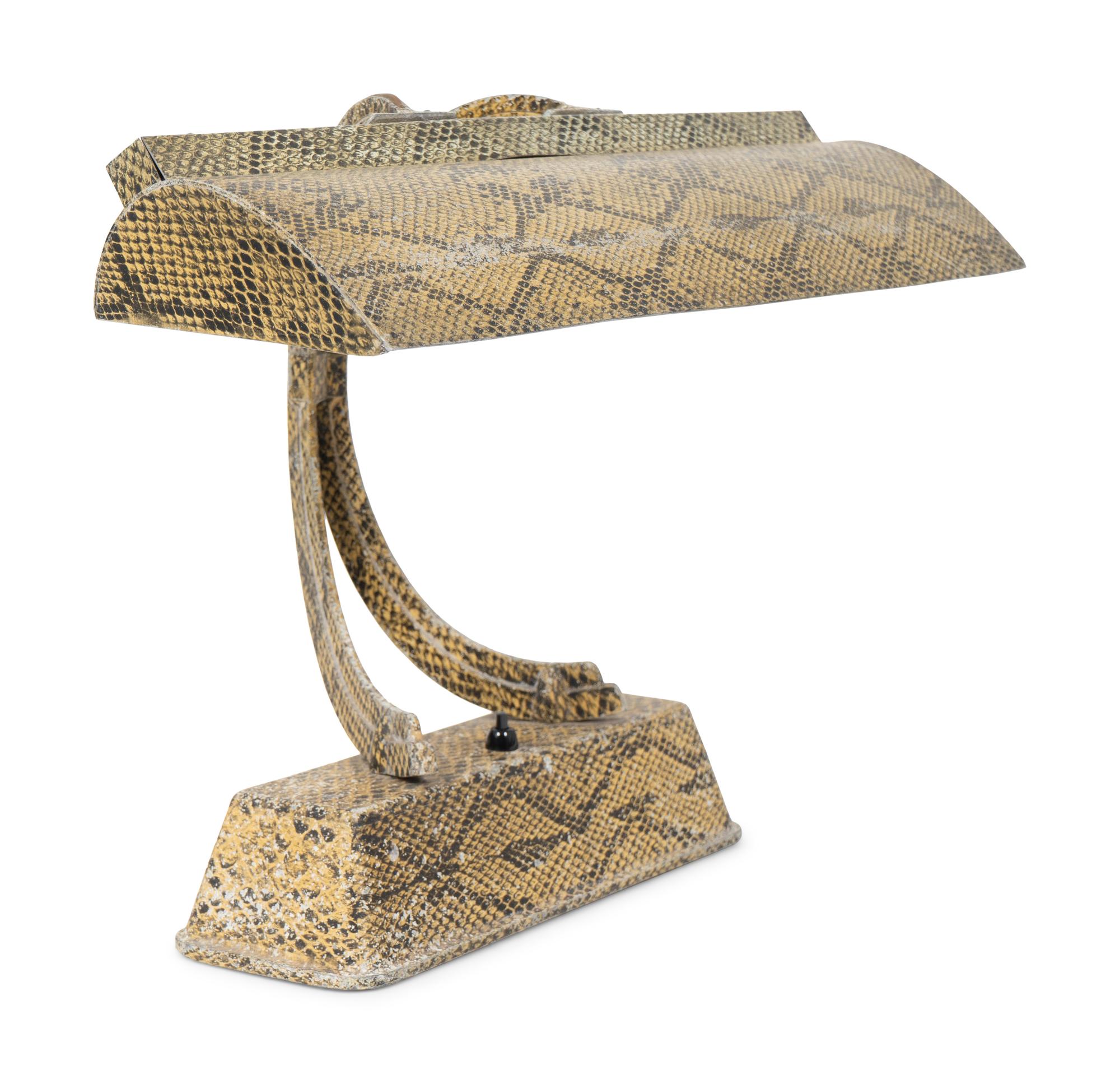 A Claude Lumiere Faux Snakeskin Desk Lamp — 20TH CENTURY