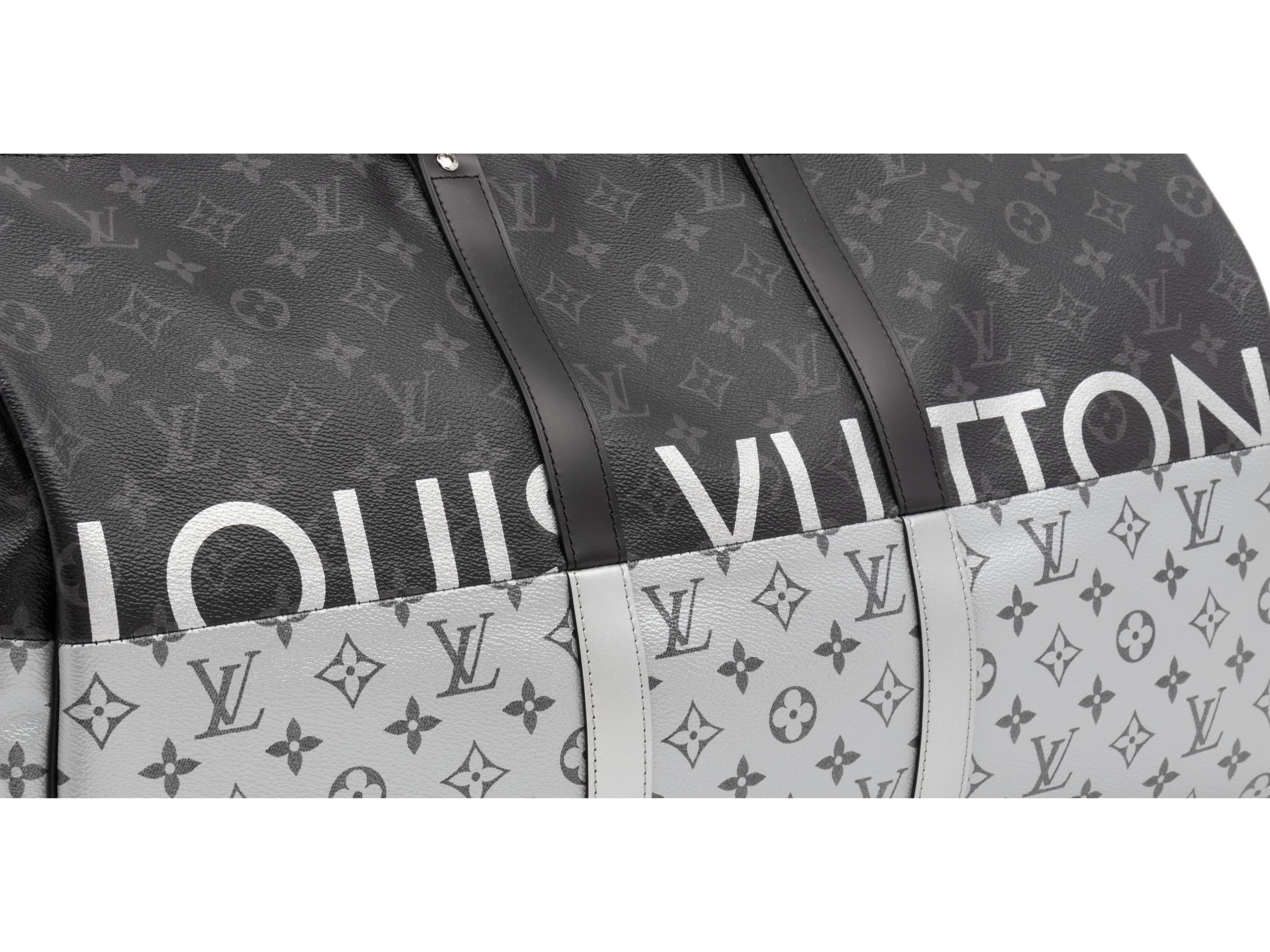 Louis Vuitton Limited Edition Split Keepall Bandoulière 50 in Black and Silver Monogram Canvas, Kim Jones, 2018