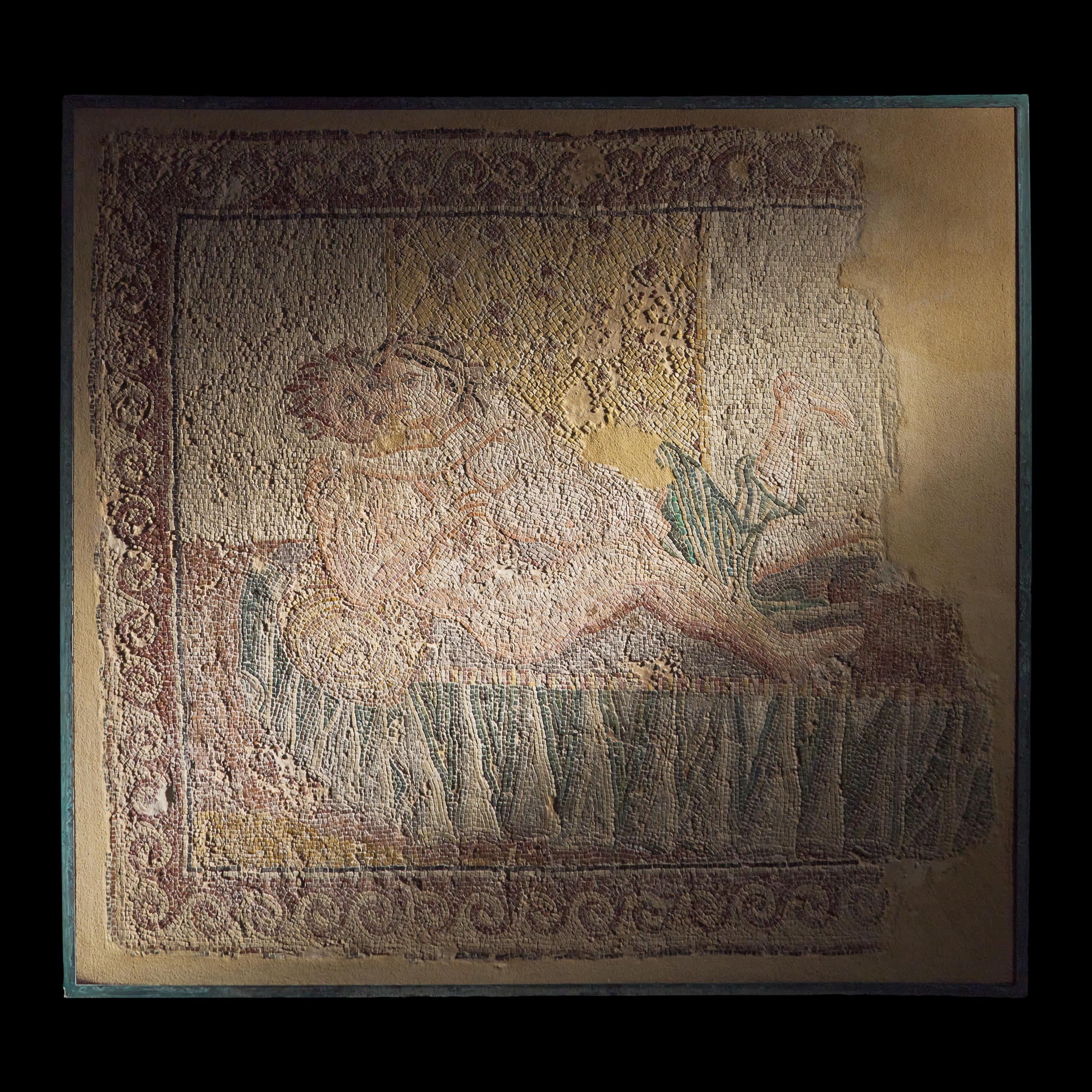 A Roman Style Mosaic Panel with an Erotic Scene