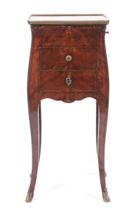 A Louis XV Style Bed Side Table Height 28 x width 12 1/4 x depth 9 3/4 inches.