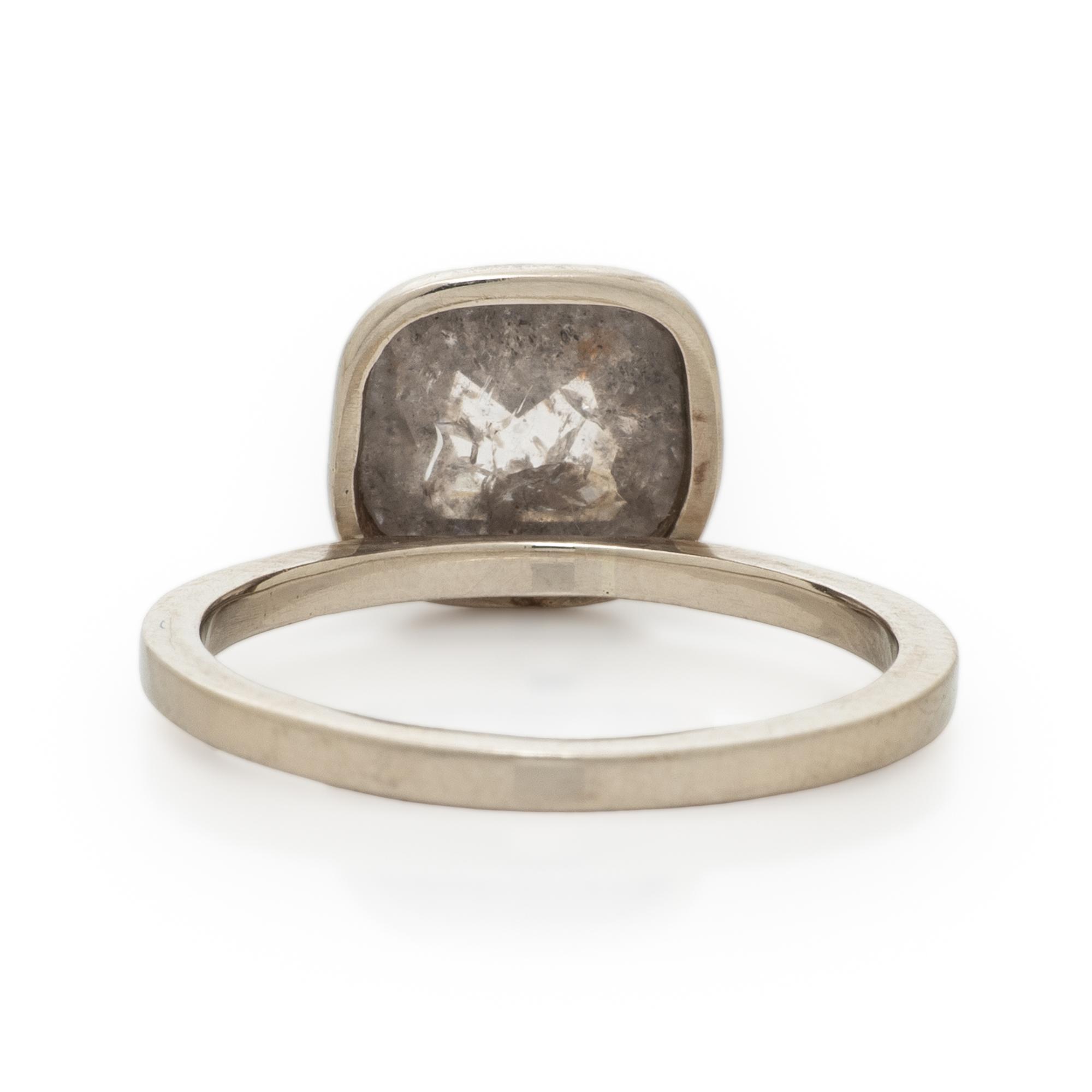 ROSE CUT DIAMOND AND WHITE GOLD RING