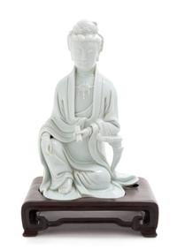 A Blanc-de-Chine Porcelain Figure of Guanyin Height 8 1/2 inches. — 20TH CENTURY
