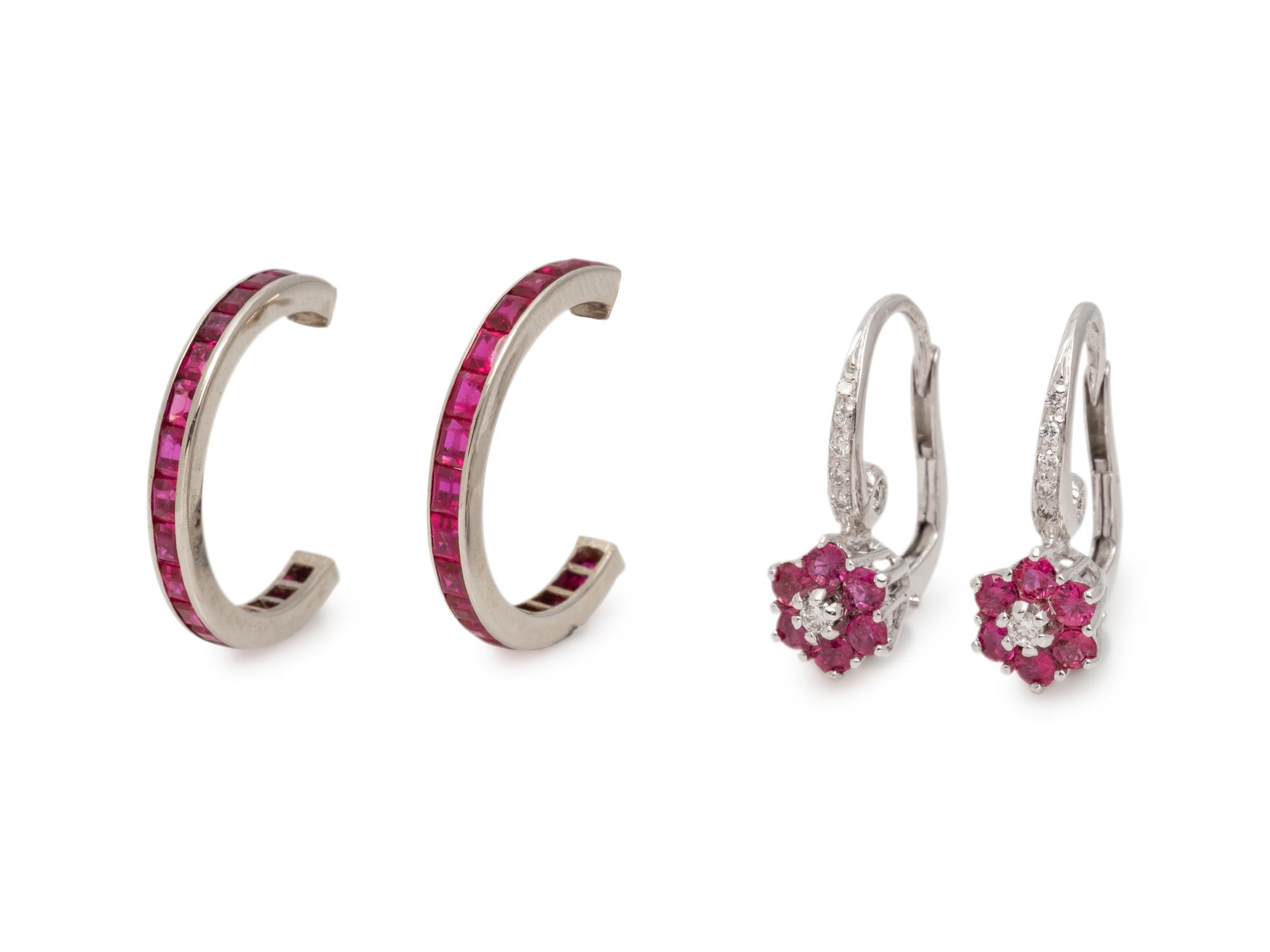 COLLECTION OF RUBY EARRINGS