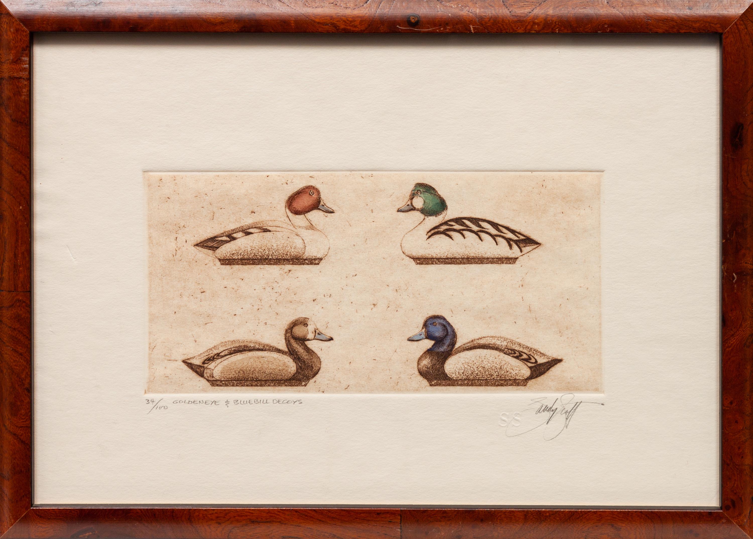 Six Framed Prints, in Four Frames: Green-Winged Teal, Artist's Proof; Goldeneye & Bluebill Decoys, edition 34/100; Black Duck, edition 28/100; together in one frame: Redhead , edition 17/100; Bluebill , edition 10/100; Pintail , Artist's Proof