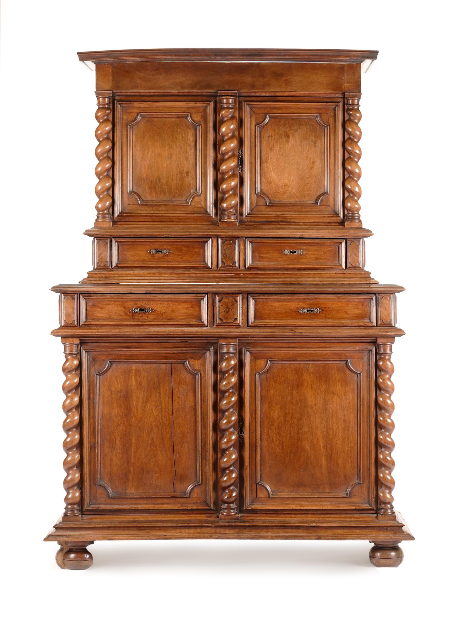 A French Provincial Walnut Cabinet Height 83 x width 57 x depth 23 1/2 inches. — 18TH CENTURY