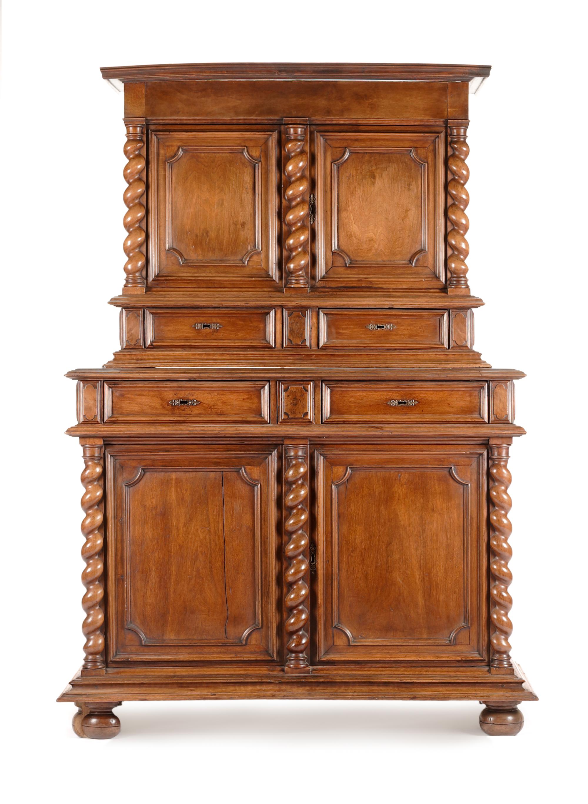 A French Provincial Walnut Cabinet Height 83 x width 57 x depth 23 1/2 inches. — 18TH CENTURY