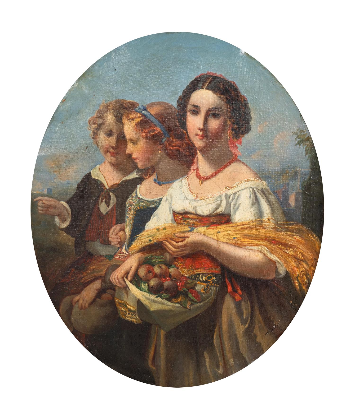 Neapolitan Women with Wheat and a Basket of Fruit