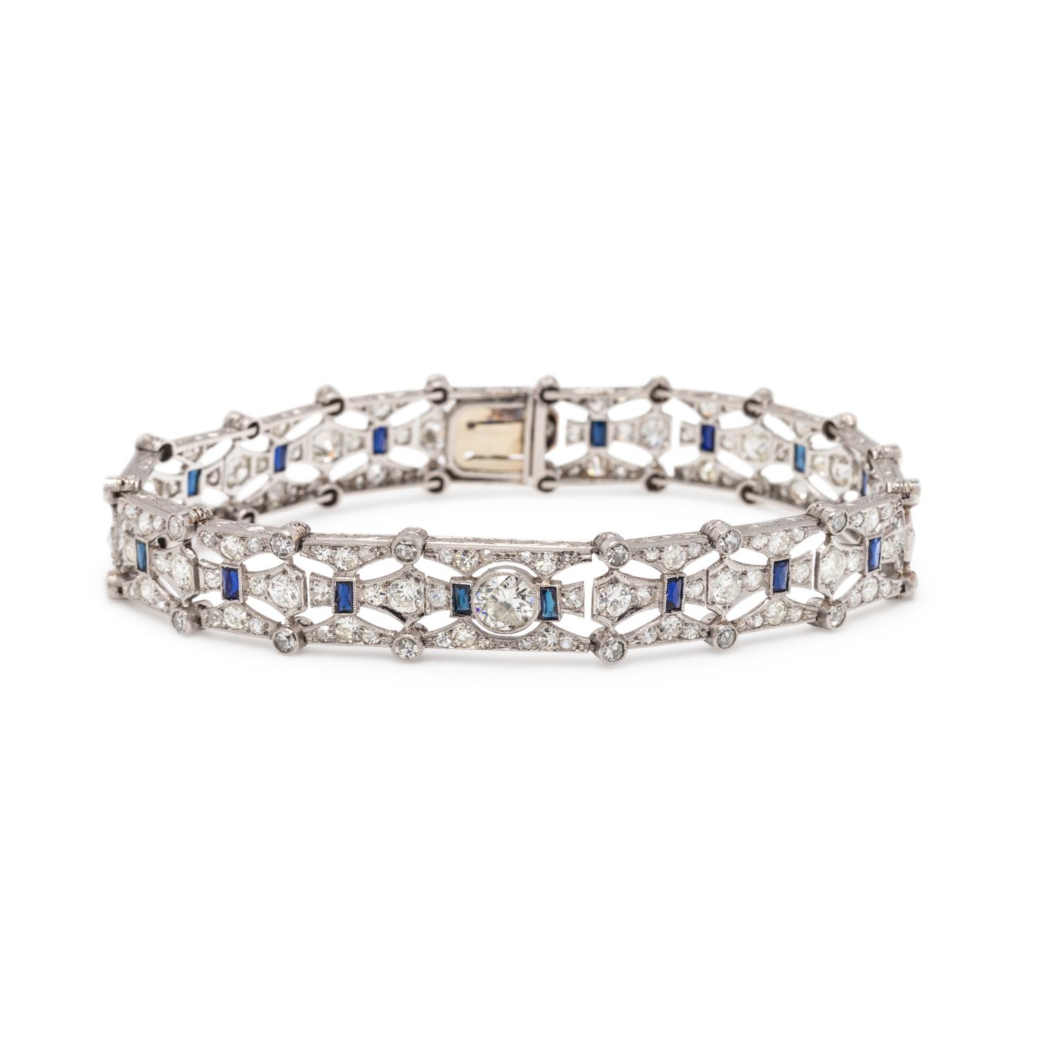 ART DECO, DIAMOND AND SYNTHETIC SAPPHIRE BRACELET
