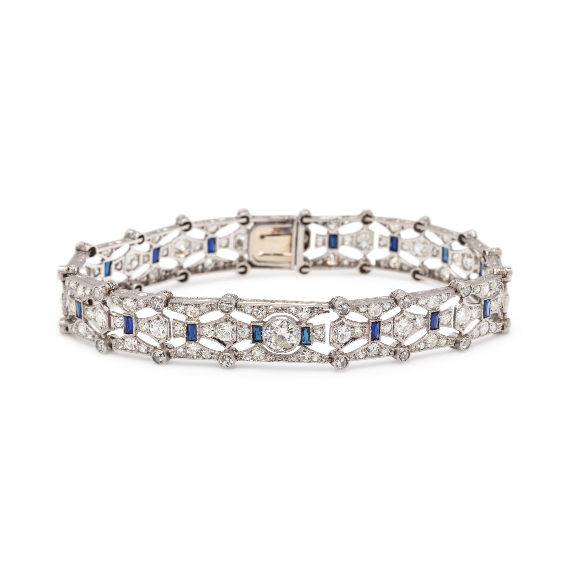 ART DECO, DIAMOND AND SYNTHETIC SAPPHIRE BRACELET