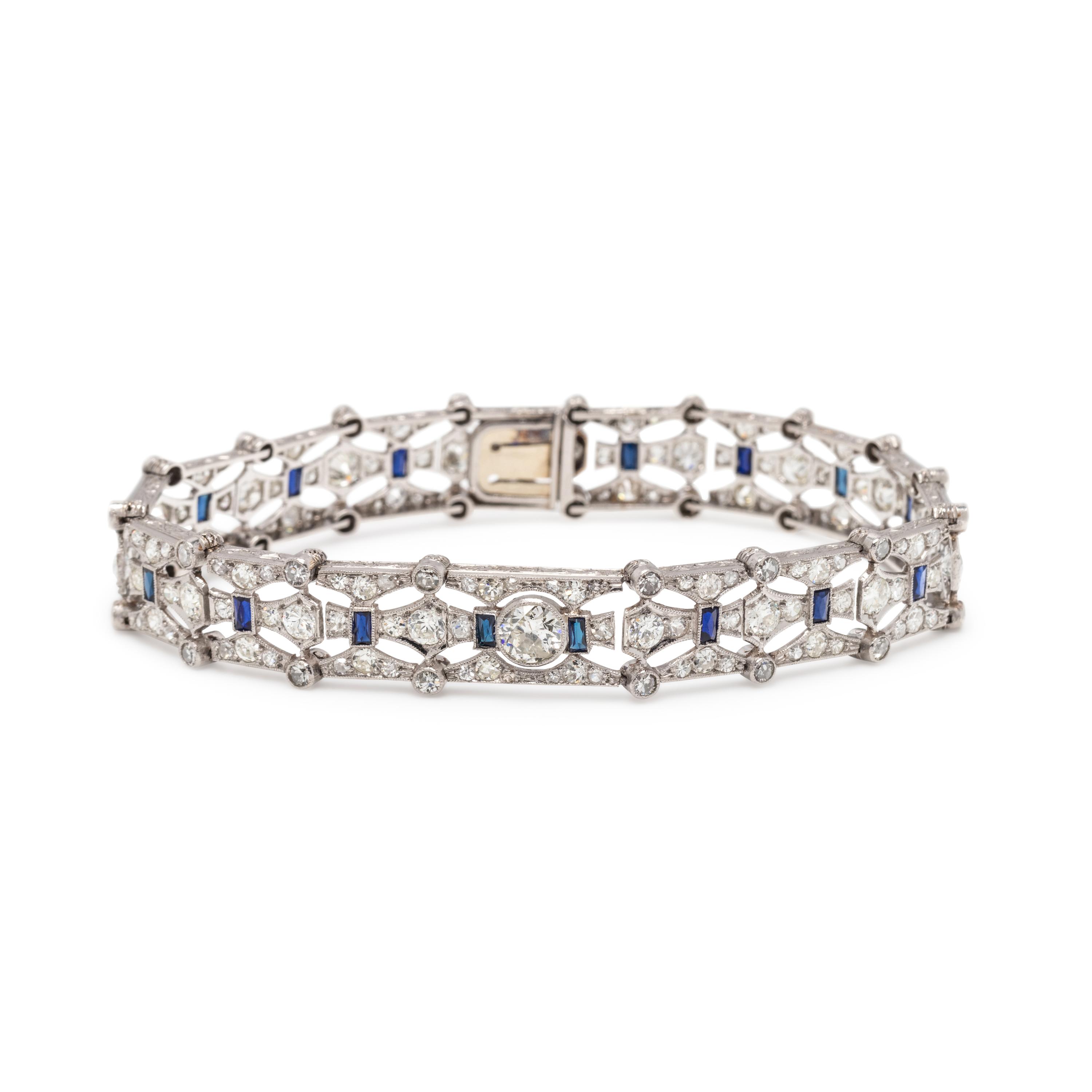 ART DECO, DIAMOND AND SYNTHETIC SAPPHIRE BRACELET
