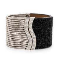 Stingray Leather, Diamond, and White Gold Cuff Bracelet