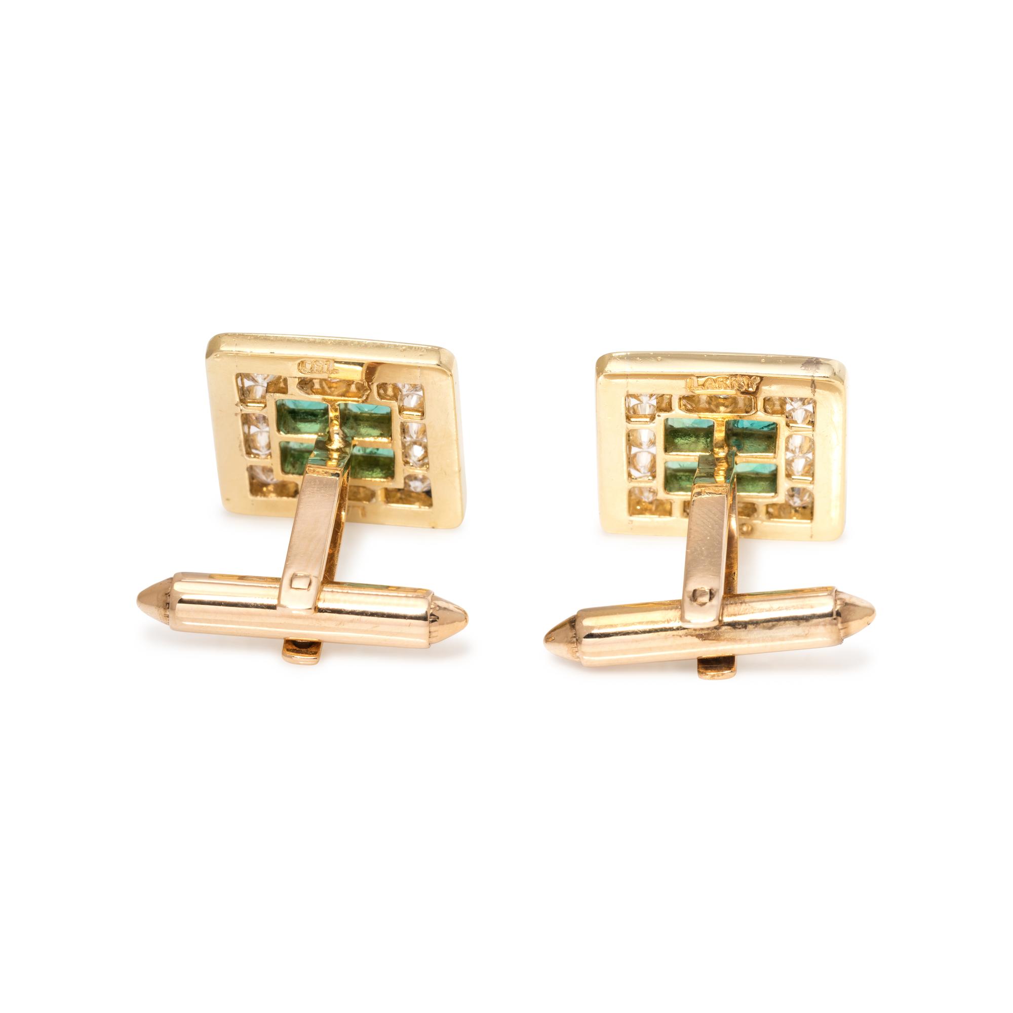 EMERALD AND DIAMOND CUFFLINKS