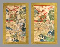 Two Large Chinese Kesi Woven Silk 'Immortal' Panels