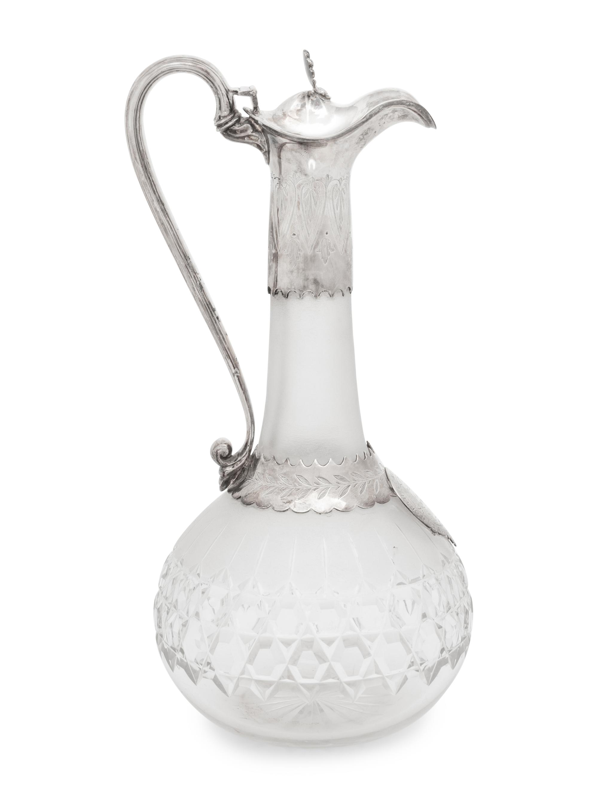 A Victorian Silver-Plate and Cut Glass Presentation Claret Jug of Rowing Interest