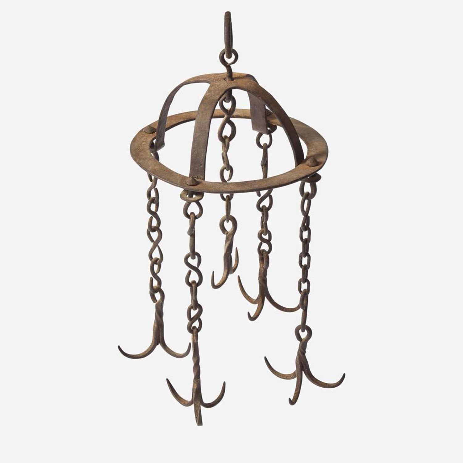 A large collection of twenty-three wrought iron cooking utensils 18th / 19th century