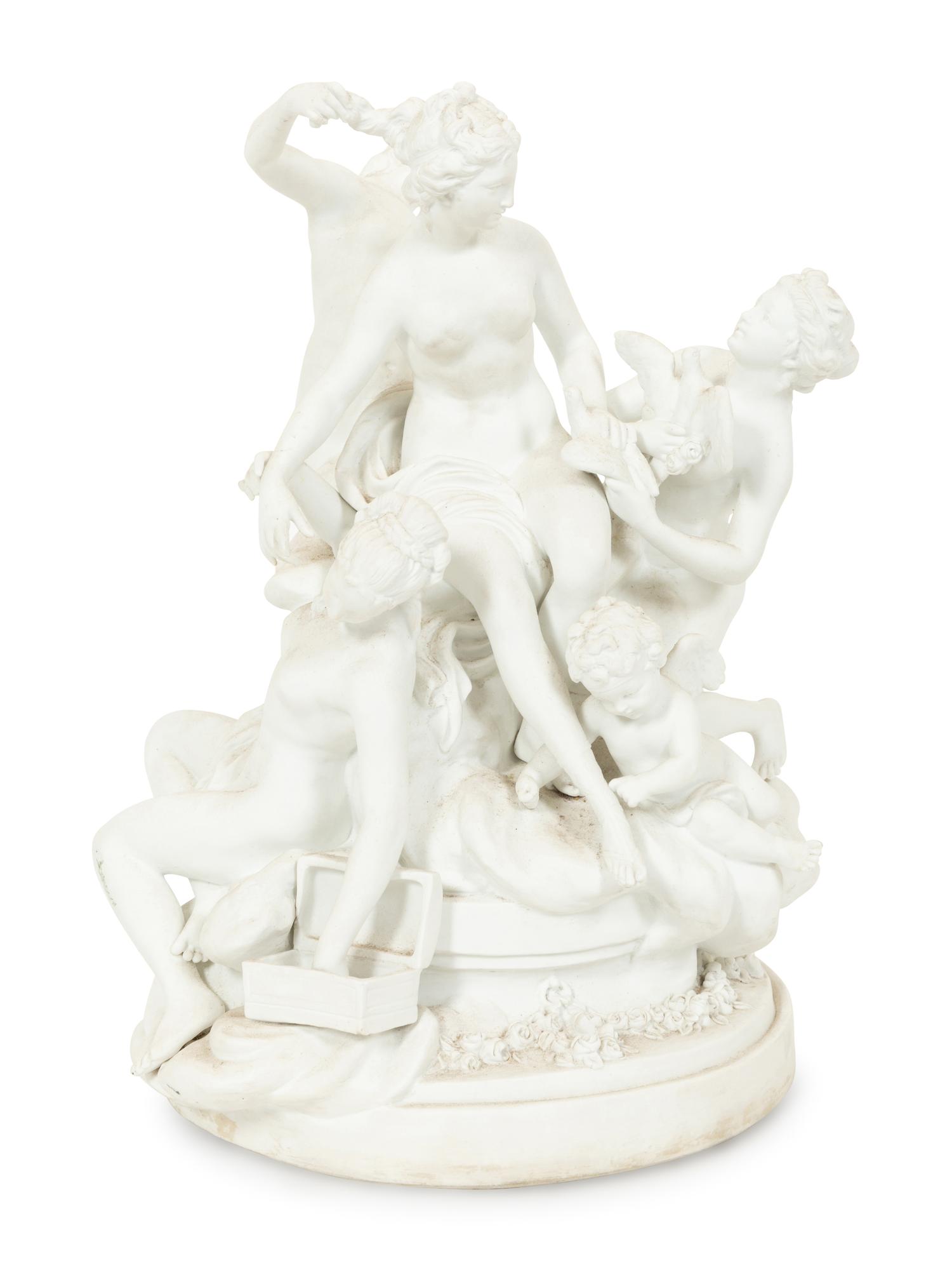 A Sèvres Bisque Porcelain Toilette de Venus Figural Group
