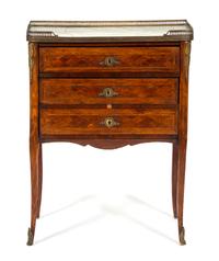 A Louis XVI Style Fruitwood Marble Top Side Cabinet — 19TH CENTURY