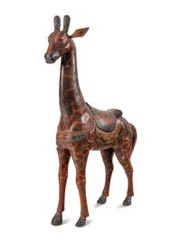 A Carved and Painted Carousel-Style Giraffe Figure
